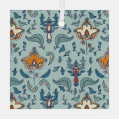 Ornate floral pattern on a pale blue background ornament aus glas (Rückseite)