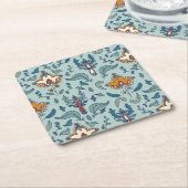 Ornate floral pattern on a pale blue background rechteckiger pappuntersetzer (angewinkelt)