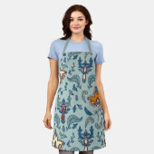 Ornate floral pattern on a pale blue background schürze (Getragen)