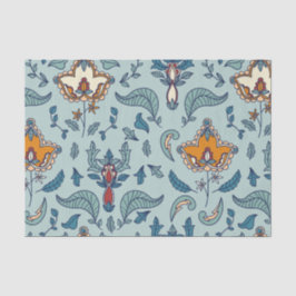 Ornate floral pattern on a pale blue background seidenpapier