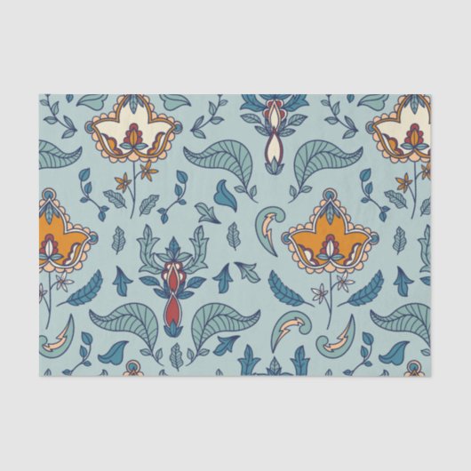 Ornate floral pattern on a pale blue background seidenpapier (Vorderseite)