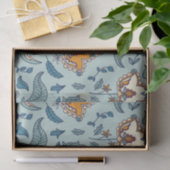 Ornate floral pattern on a pale blue background seidenpapier (Geschenk)