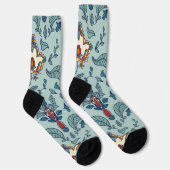 Ornate floral pattern on a pale blue background socken (Rechts)