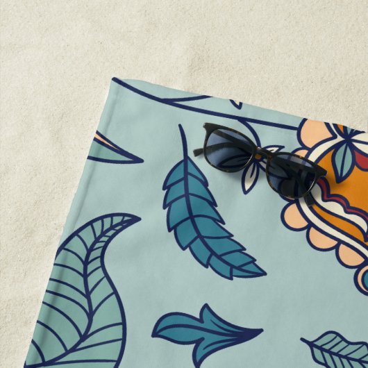 Ornate floral pattern on a pale blue background strandtuch (Beispiel)