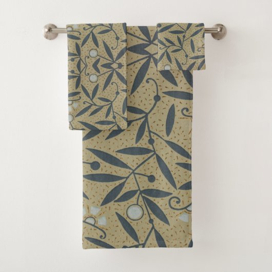 Ornate floral pattern with dark blue vines  badhandtuch set (Insitu)