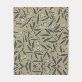 Ornate floral pattern with dark blue vines  fleecedecke