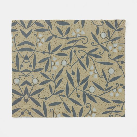 Ornate floral pattern with dark blue vines  fleecedecke (Vorderseite (Horizontal))