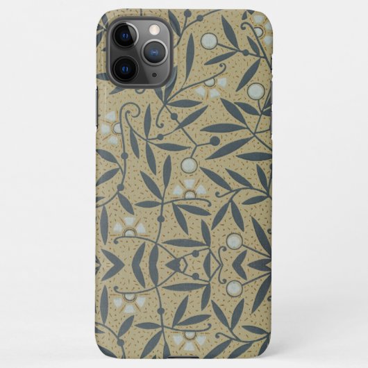 Ornate floral pattern with dark blue vines  iPhone hülle (Rückseite)