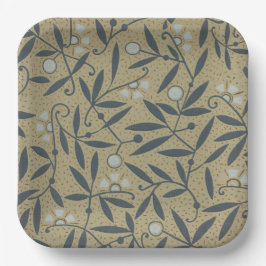 Ornate floral pattern with dark blue vines  pappteller