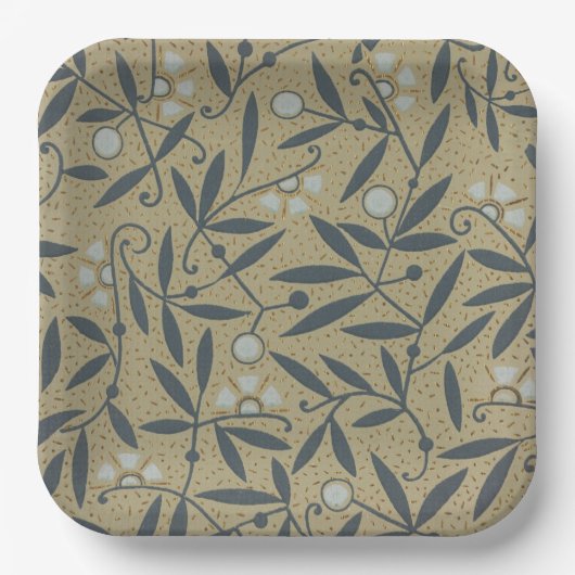 Ornate floral pattern with dark blue vines  pappteller (Vorderseite)