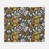 Ornate floral pattern with large gold flowers  fleecedecke (Vorderseite (Horizontal))