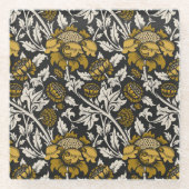 Ornate floral pattern with large gold flowers  glasuntersetzer (Vorderseite)