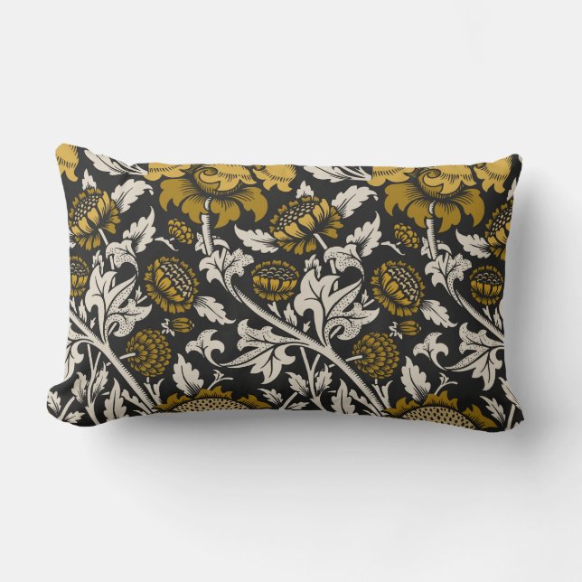Ornate floral pattern with large gold flowers  lendenkissen (Vorderseite)