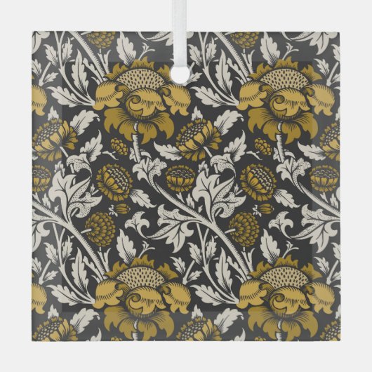 Ornate floral pattern with large gold flowers  ornament aus glas (Vorderseite)