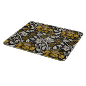 Ornate floral pattern with large gold flowers  schneidebrett (Ecke)