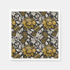 Ornate floral pattern with large gold flowers  serviette