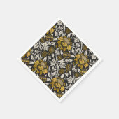 Ornate floral pattern with large gold flowers serviette (Ecke)