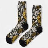 Ornate floral pattern with large gold flowers  socken (Linkes Detail)