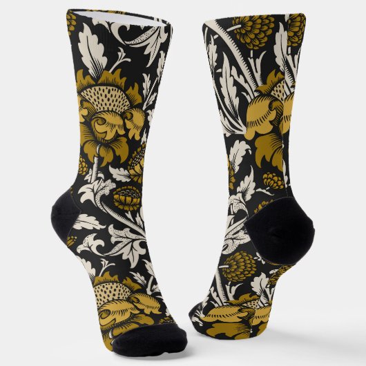 Ornate floral pattern with large gold flowers  socken (Gewinkelt)