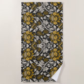 Ornate floral pattern with large gold flowers  strandtuch (Vorderseite)