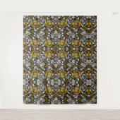 Ornate floral pattern with large gold flowers  wandteppich (Vorderseite)