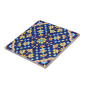 Ornate Floral Vibrant Blue Gold Mediterranean Fliese (Seite)