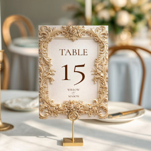 Ornate Florale Gold Barock Hochzeit Tischnummer
