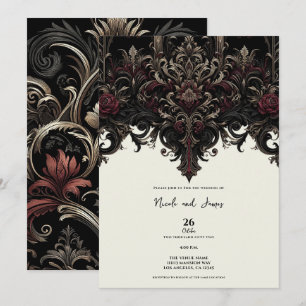 Ornate florale gotische elegante Hochzeit Einladung