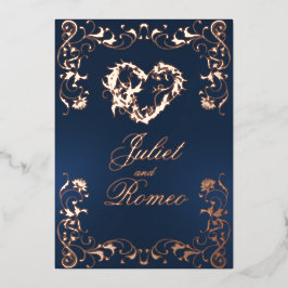 Ornate Frame & Heart - Blue Folieneinladung