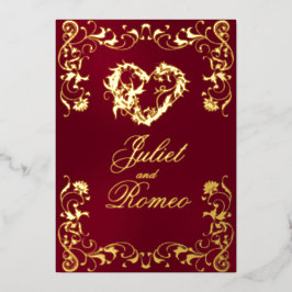 Ornate Frame & Heart - Burgundy Folieneinladung