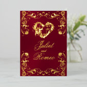 Ornate Frame & Heart - Burgundy Folieneinladung (Stehend vorne)