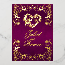 Ornate Frame & Heart - Purple Folieneinladung