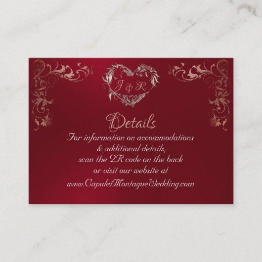 Ornate Frame & Heart - Red/Rose Gold Begleitkarte (Vorderseite)
