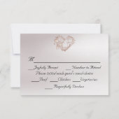 Ornate Frame & Heart - Red/Rose Gold RSVP Karte (Rückseite)