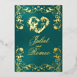 Ornate Frame & Heart - Teal Folieneinladung