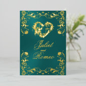 Ornate Frame & Heart - Teal Folieneinladung (Stehend vorne)