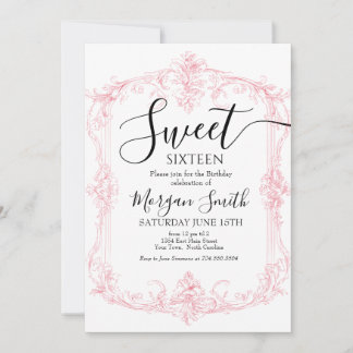 Ornate Frame Sweet Sixteen Birthday Einladung