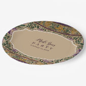 Ornate Framed Mardi Gras Masquerade Pappteller (Schrägansicht)