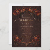Ornate gold border Gothic Bridal Shower Ankündigung (Vorderseite)
