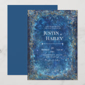 Ornate Gold Celestial Galaxy Wedding Einladung (Vorne/Hinten)