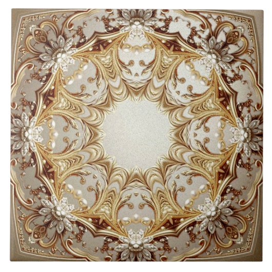 Ornate Gold Ceramic Tile Fliese (Vorderseite)