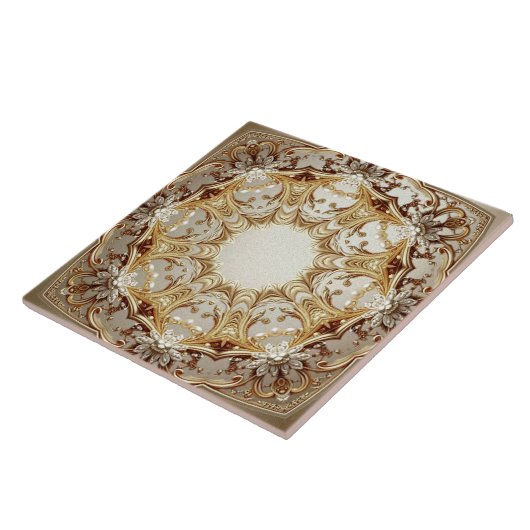 Ornate Gold Ceramic Tile Fliese (Seite)