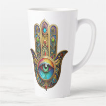 Ornate Gold Colorful Hamsa Green on Red Third Eye