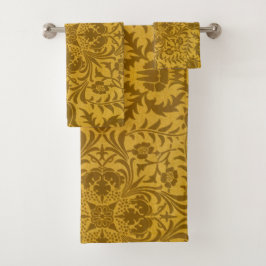 Ornate gold floral pattern with symmetrical badhandtuch set