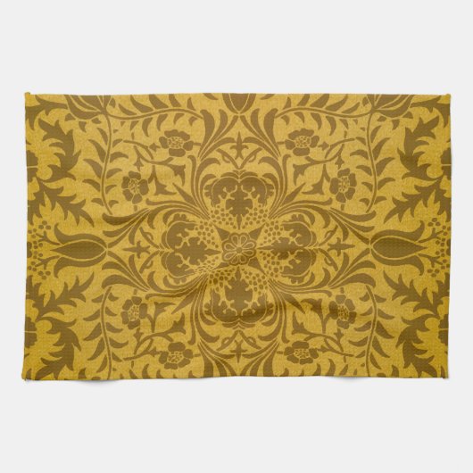 Ornate gold floral pattern with symmetrical geschirrtuch (Horizontal)