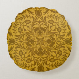 Ornate gold floral pattern with symmetrical rundes kissen