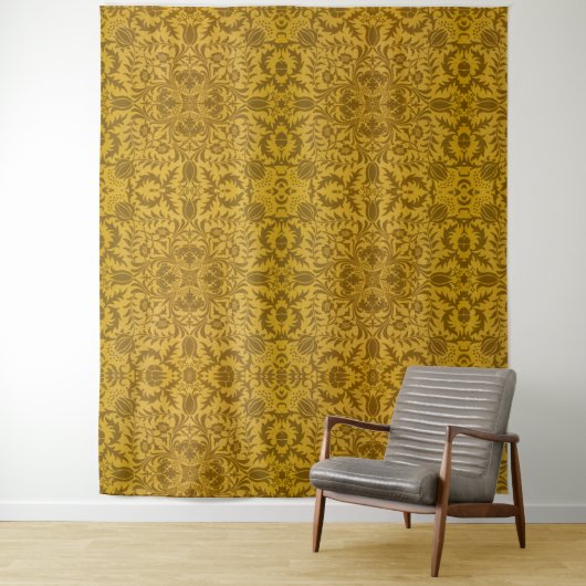 Ornate gold floral pattern with symmetrical wandteppich (Beispiel)