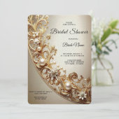 Ornate Gold Flourish Bridal Shower Einladung (Stehend Vorderseite)