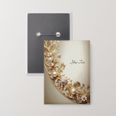 Ornate Gold Flourish Button (Vorderseite/Rückseite)