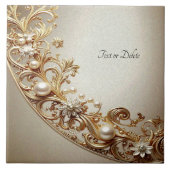 Ornate Gold Flourish Ceramic Tile Fliese (Vorderseite)